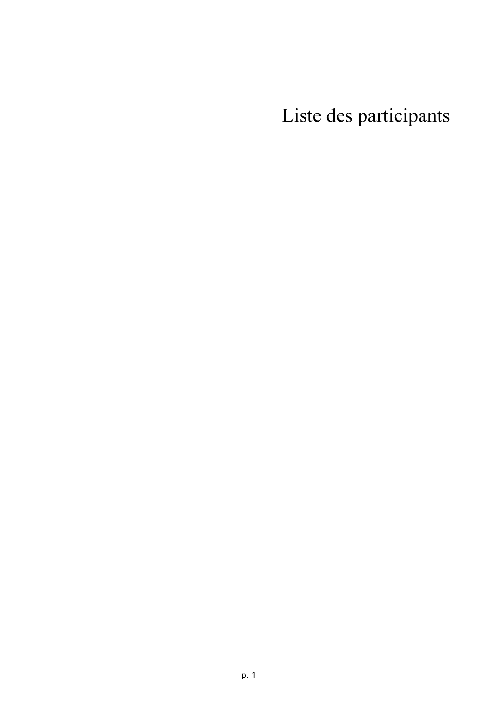 Liste Des Participants