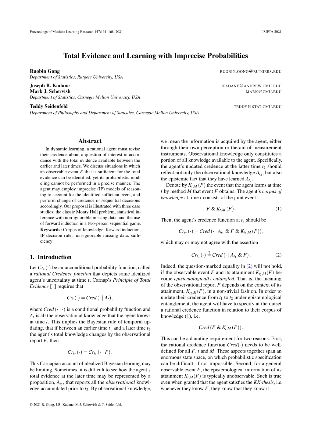 Total Evidence and Learning with Imprecise Probabilities