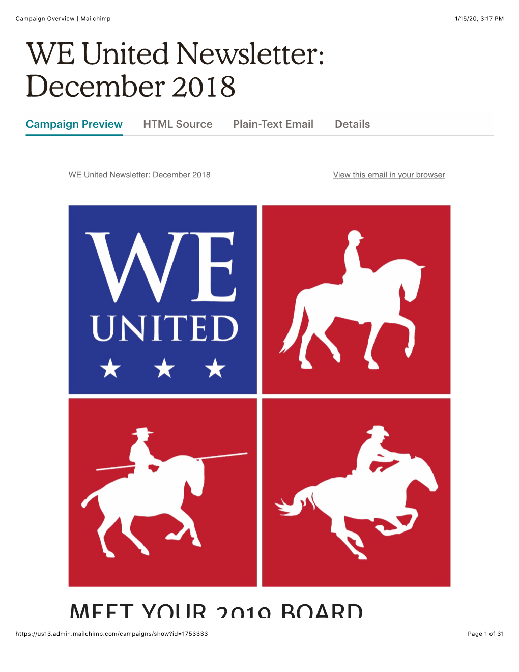 12 WE United Newsletter – December 2018