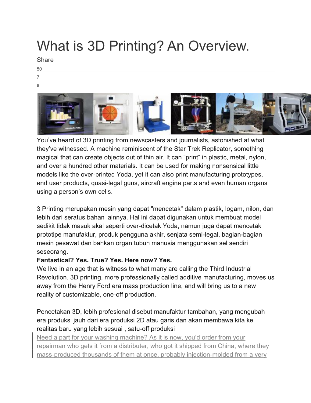 What Is 3D Printing? an Overview