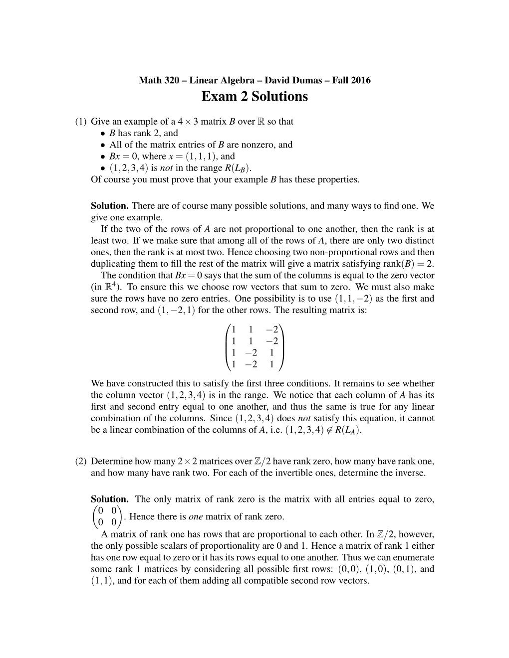 Exam 2 Solutions