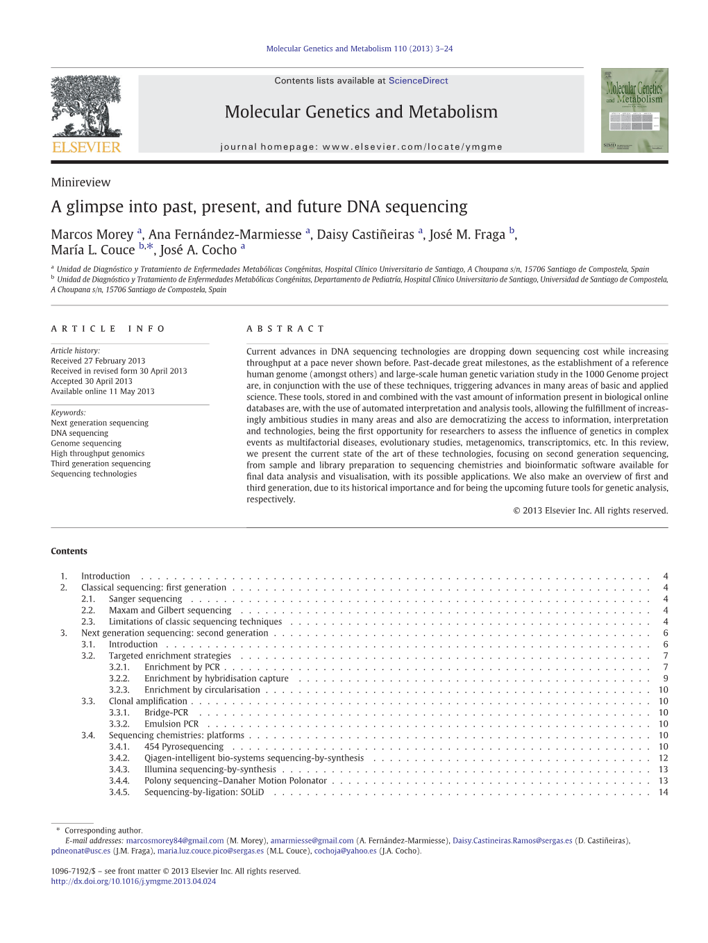 A Glimpse Into Past, Present, and Future DNA Sequencing