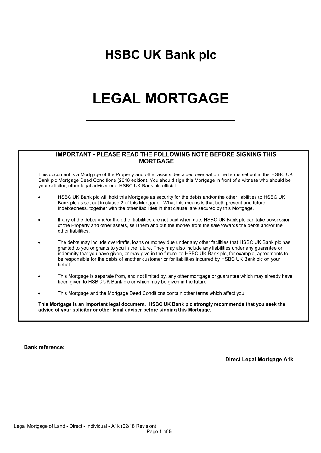 Legal Mortgage