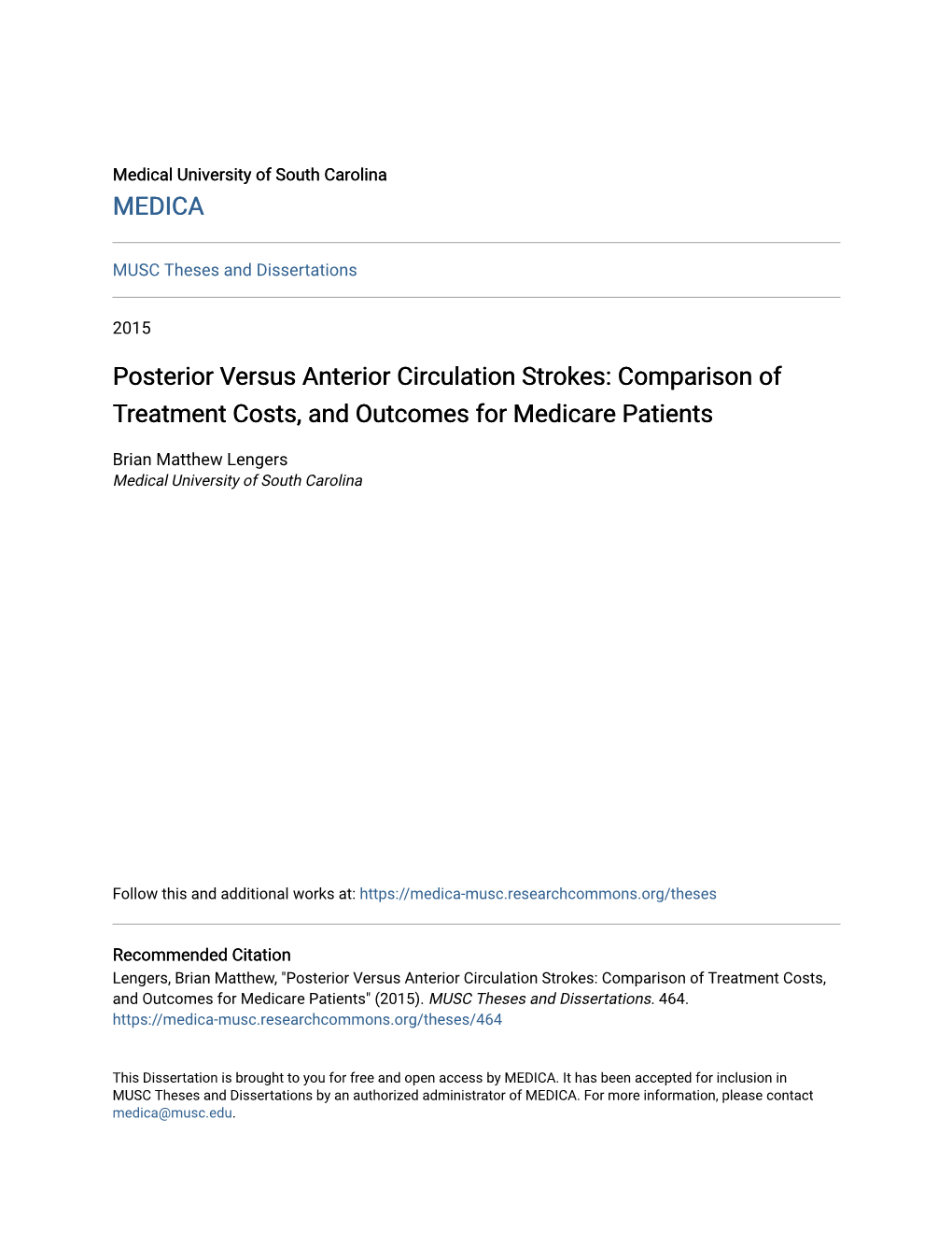 Posterior Versus Anterior Circulation Strokes: Comparison of Treatment Costs, and Outcomes for Medicare Patients