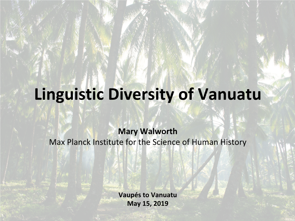 Linguistic Diversity of Vanuatu
