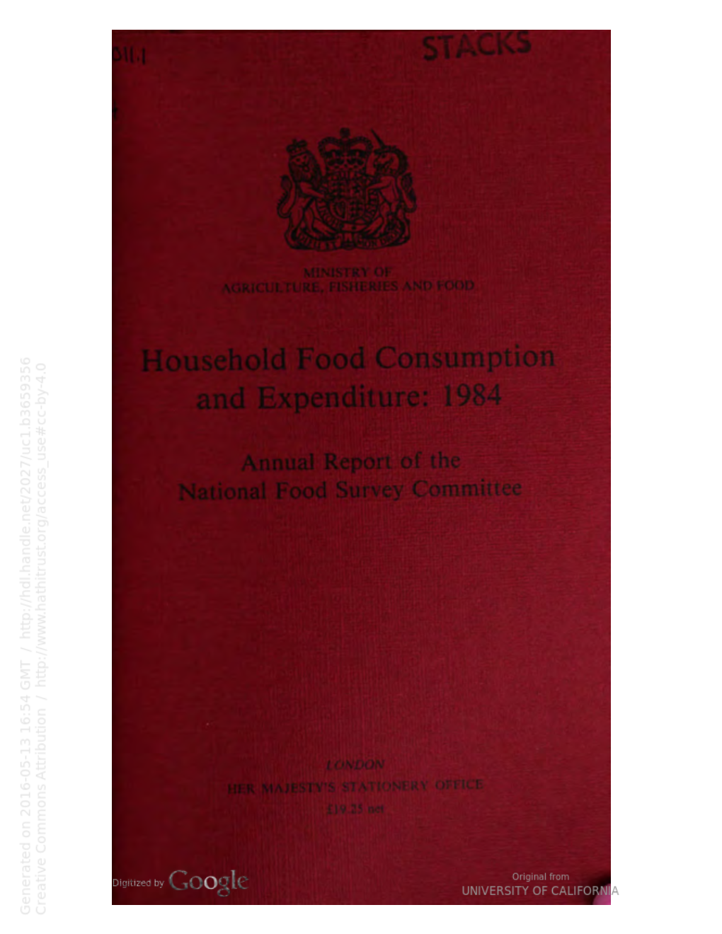 Household Food Consumption and Expenditure: 1984