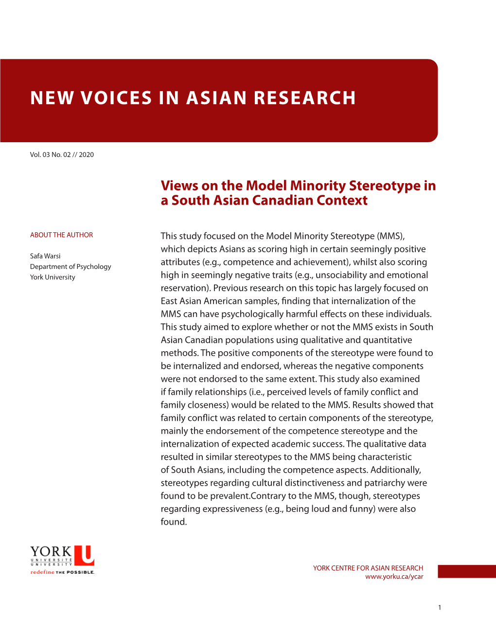 New Voices in Asian Research