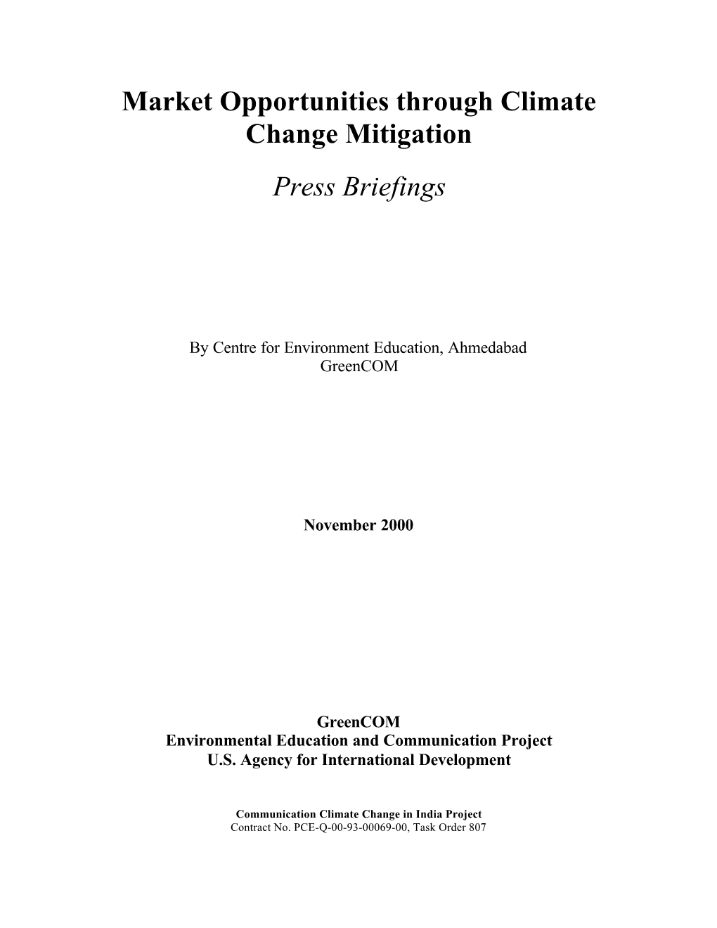 Climate Change Mitigation Press Briefings