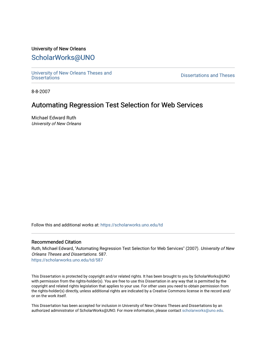 Automating Regression Test Selection for Web Services