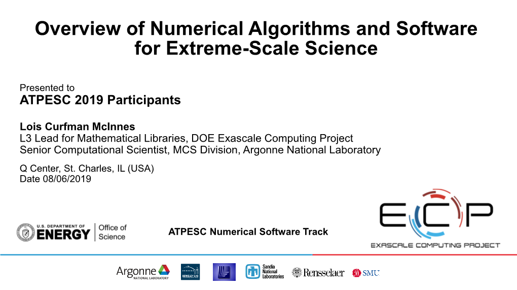 Overview of Numerical Algorithms and Software for Extreme-Scale Science