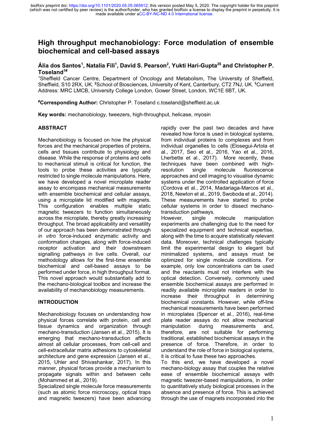 Force Modulation of Ensemble Biochemical and Cell-Based Assays