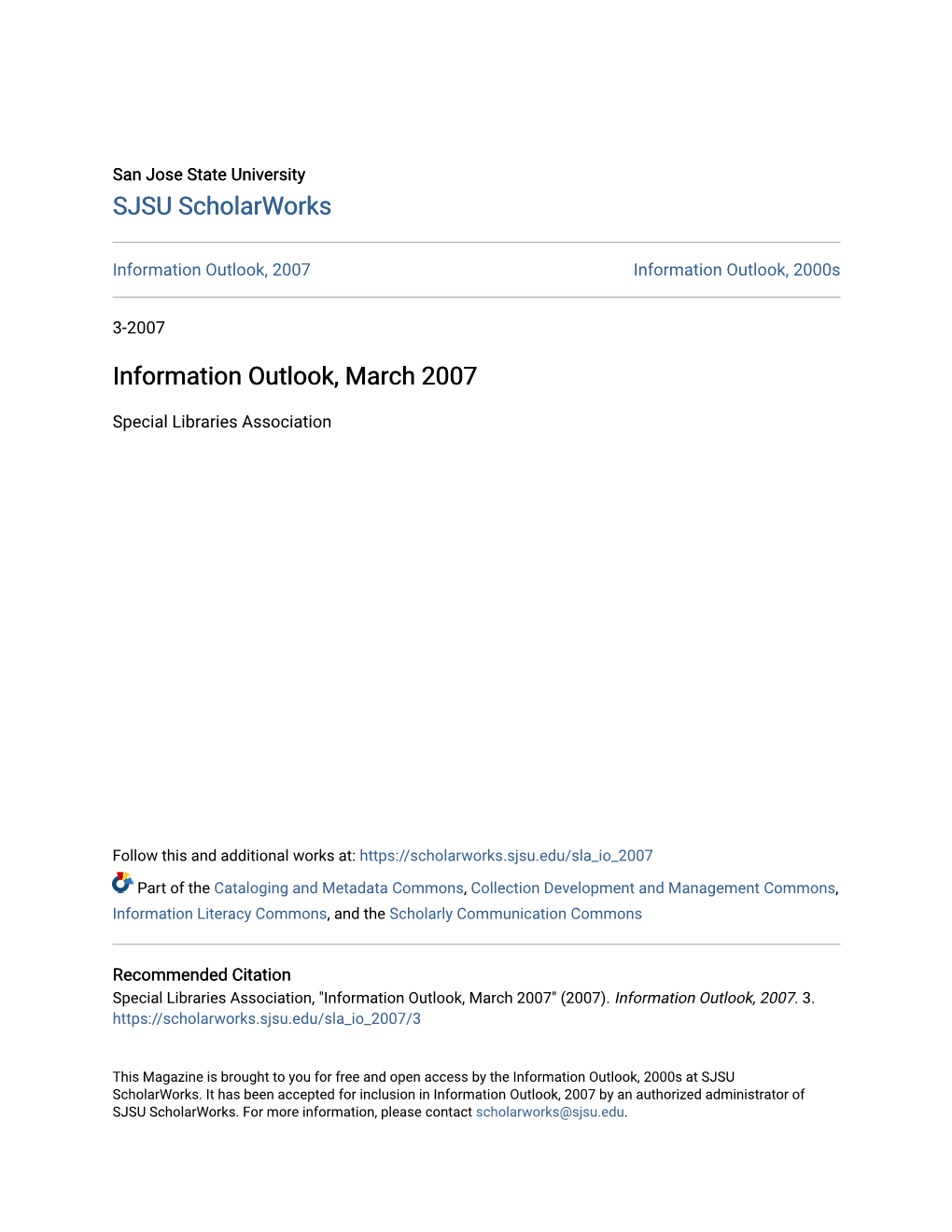 Information Outlook, March 2007