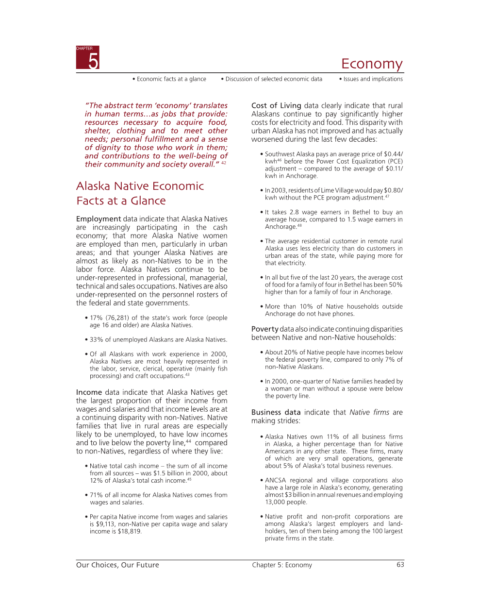 Economy • Economic Facts at a Glance • Discussion of Selected Economic Data • Issues and Implications