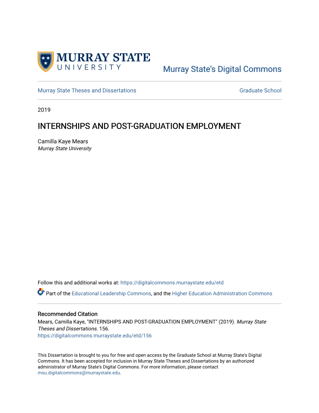 Internships and Post-Graduation Employment