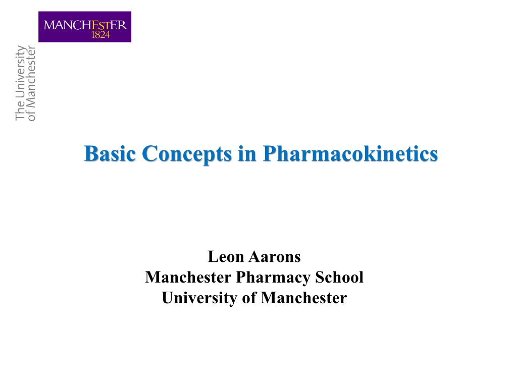 Basic Concepts in Pharmacokinetics