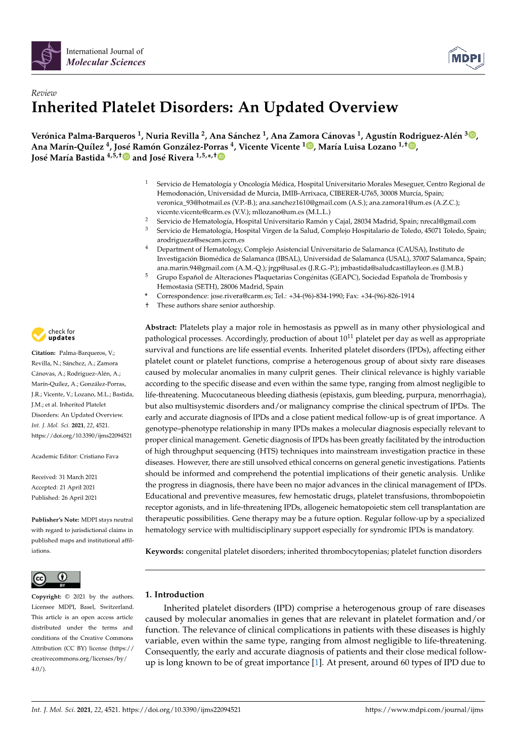 Inherited Platelet Disorders: an Updated Overview