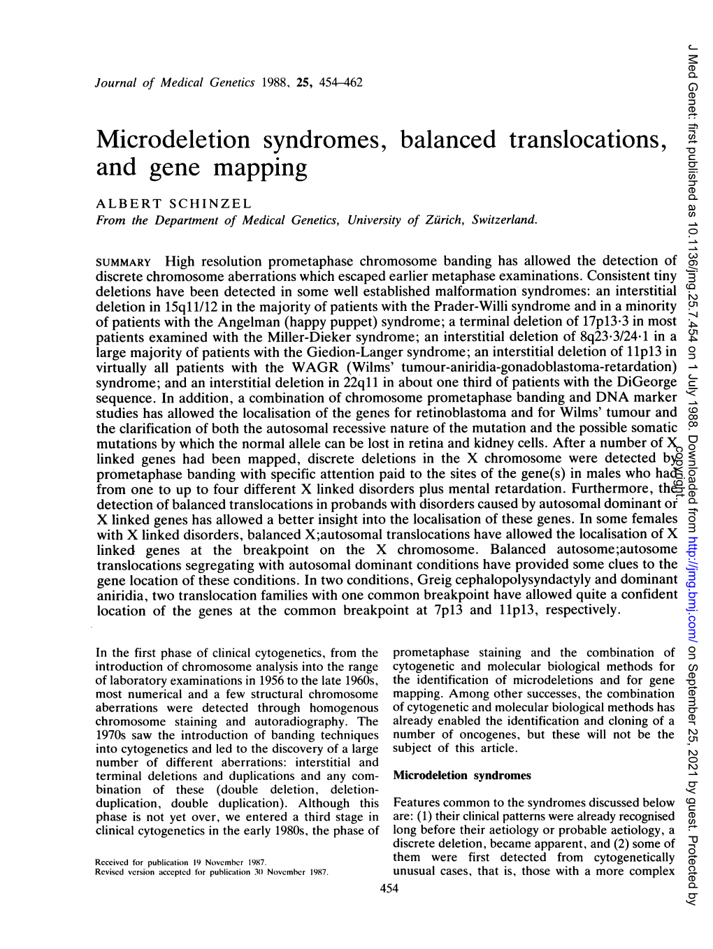 Microdeletion Syndromes, Balanced Translocations, and Gene Mapping