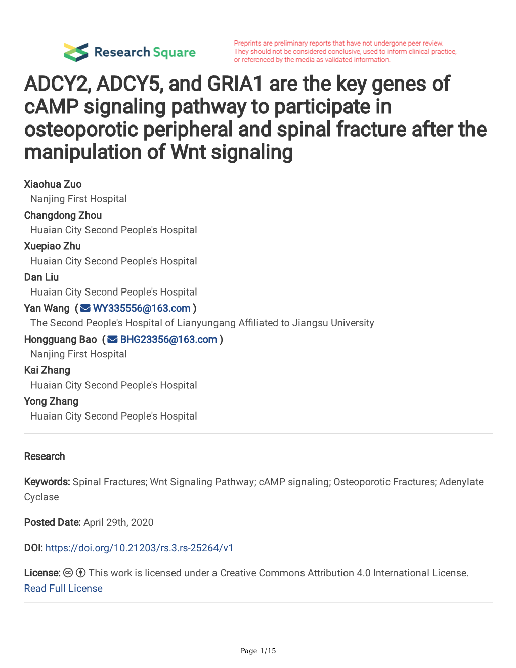 ADCY2, ADCY5, and GRIA1 Are the Key Genes Of