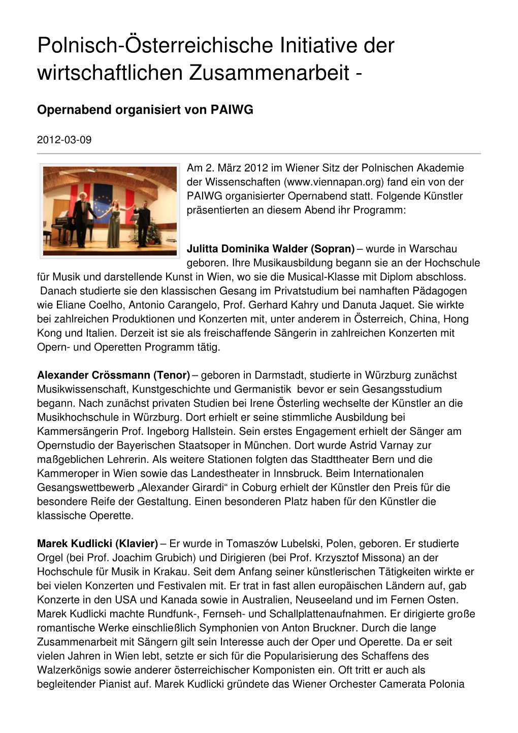 Polnisch-Österreichische Initiative Der Wirtschaftlichen Zusammenarbeit