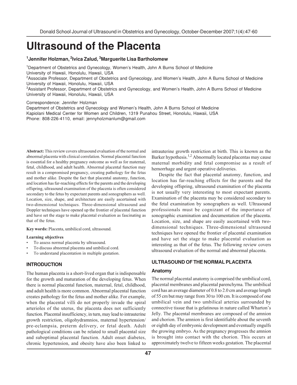 Ultrasound of the Placenta