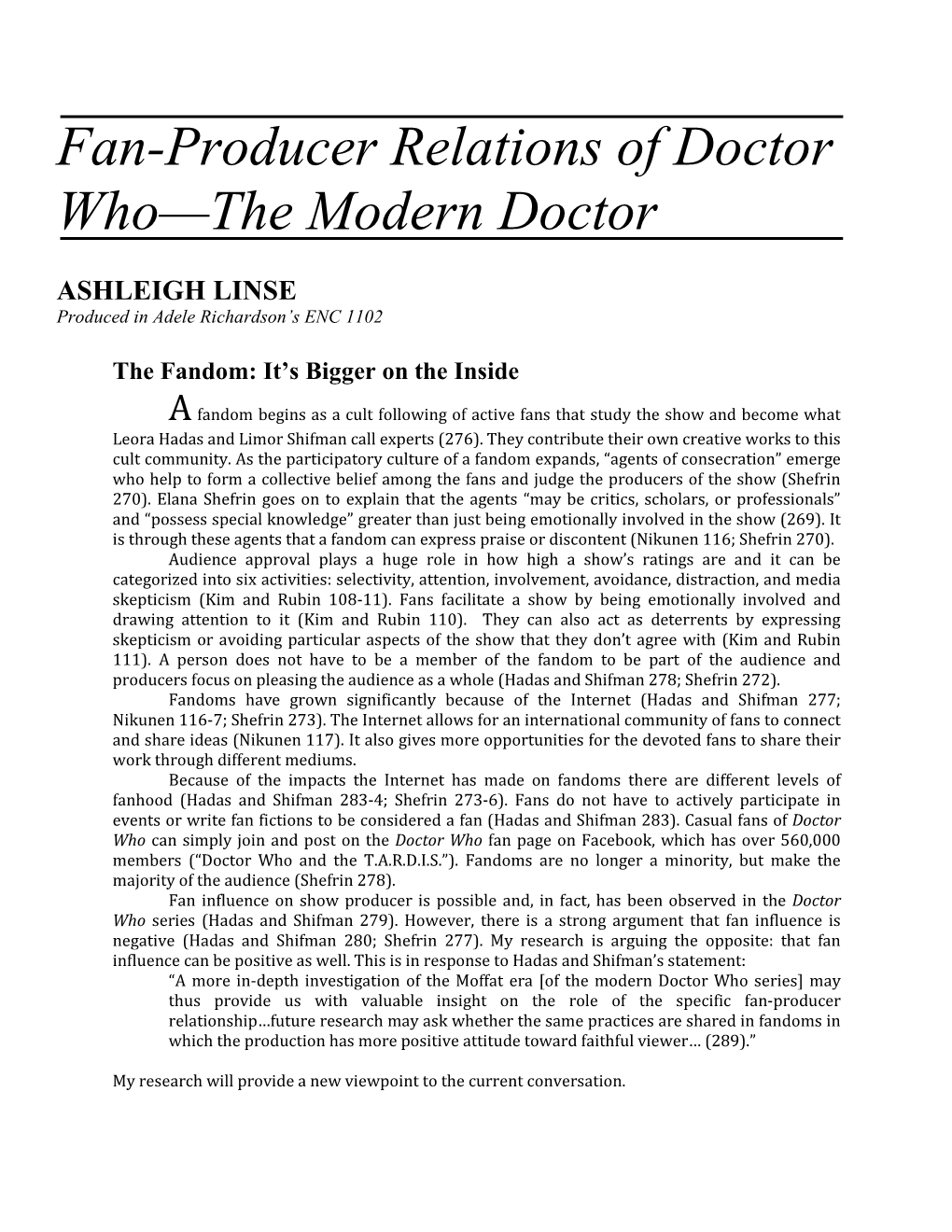 Fan-Producer Relations of Doctor Who—The Modern Doctor