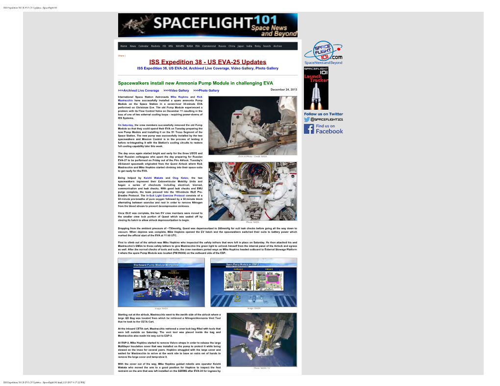 ISS Expedition 38 US EVA 25 Updates - Spaceflight101