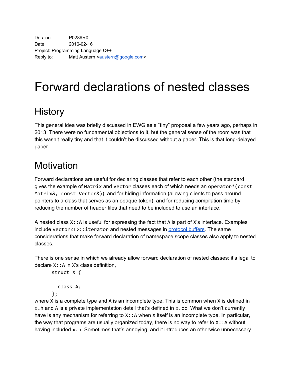 Forward Declarations of Nested Classes