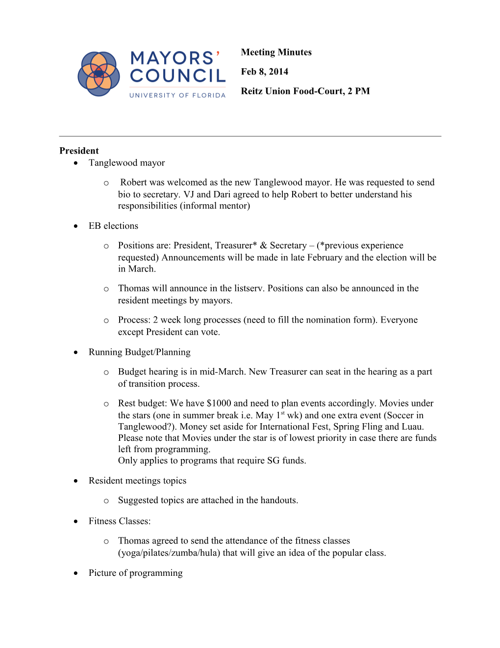 Mayors Council Meeting Agenda