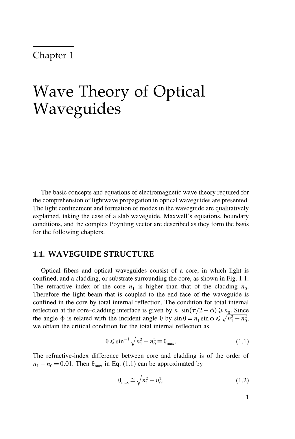 Wave Theory of Optical Waveguides