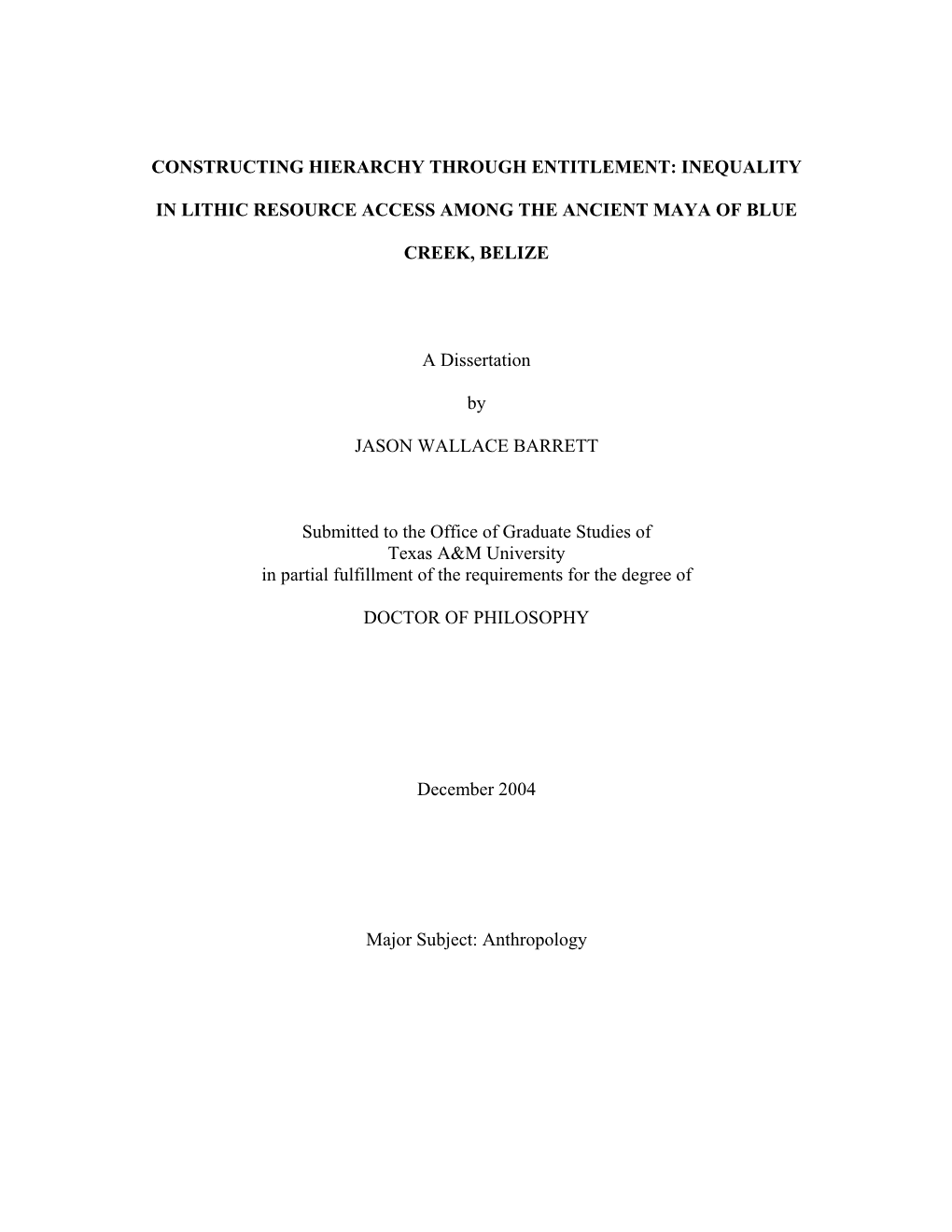 Inequality in Lithic Resource Access Among the Ancient Maya of Blue Creek, Belize