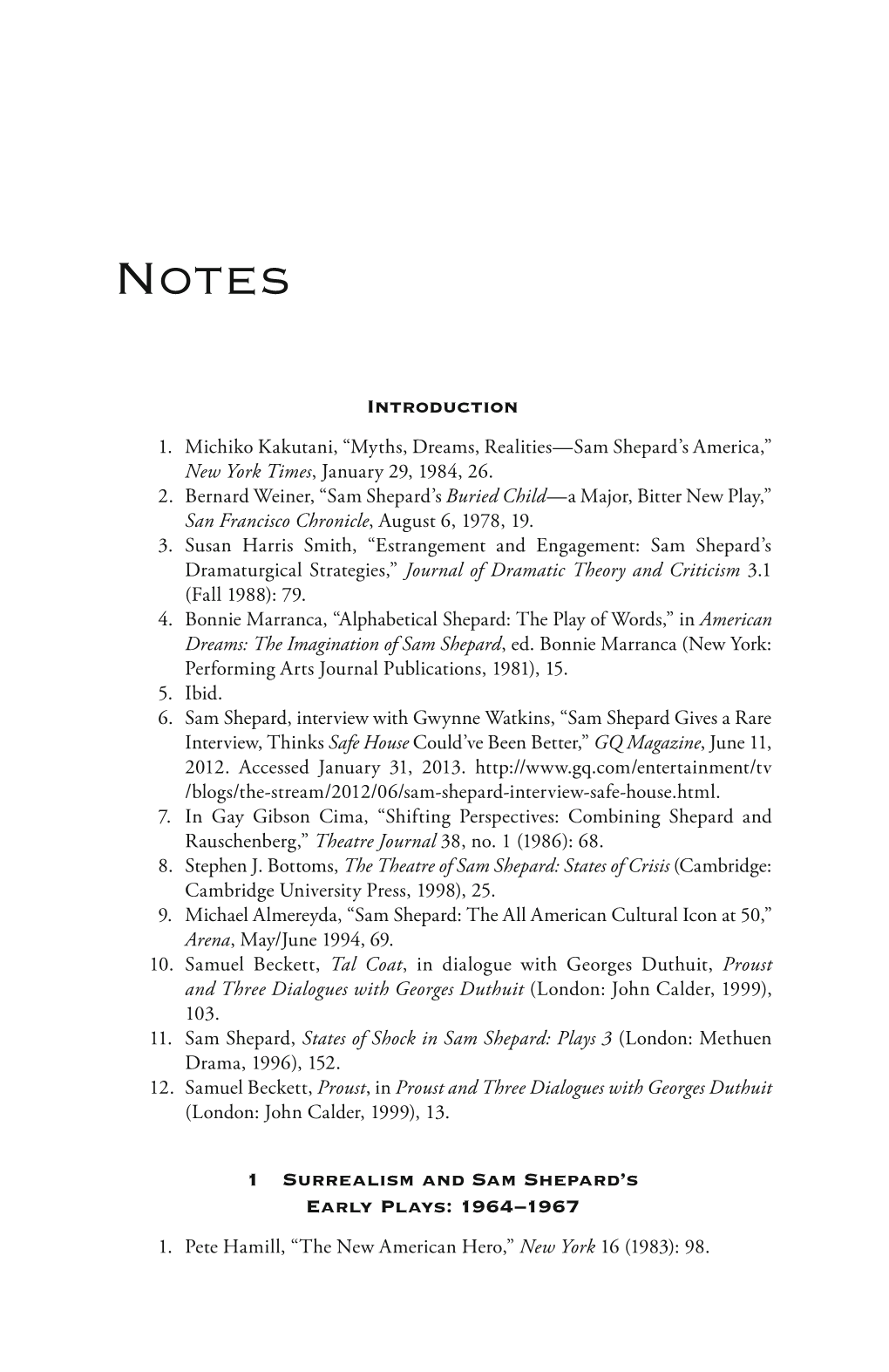 Introduction 1 Surrealism and Sam Shepard's Early Plays: 1964–1967