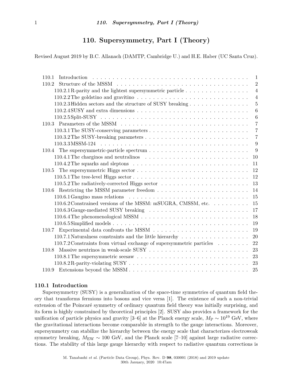 110. Supersymmetry, Part I (Theory)