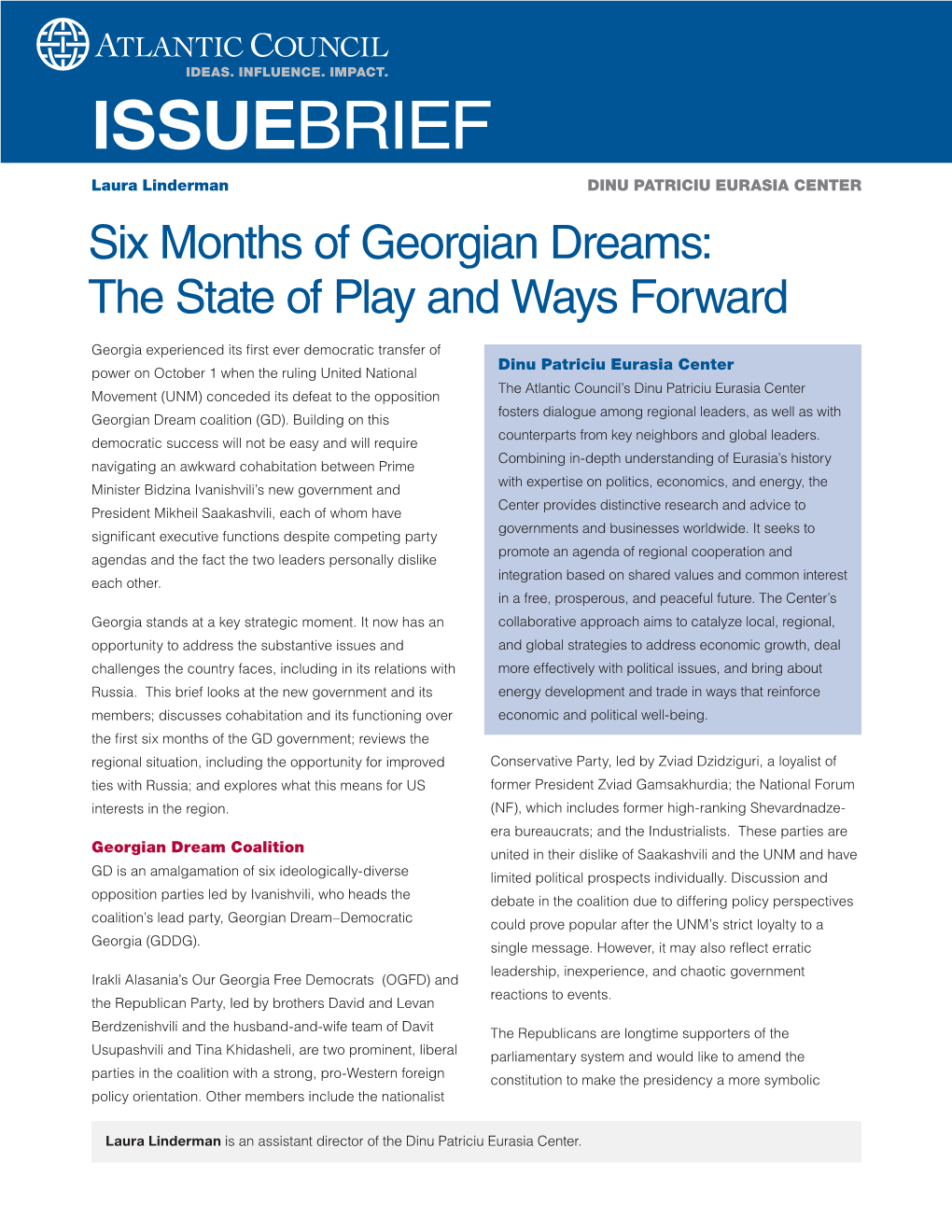 Six Months of Georgian Dreams: the State of Play and Ways Forward