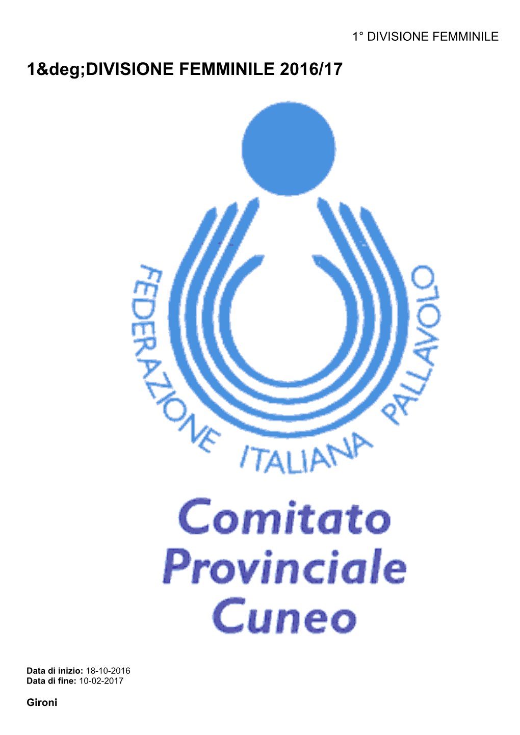 Divisione Femminile 2016/17� �