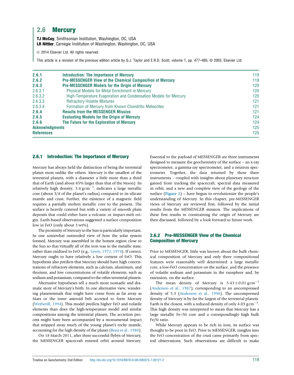 2.6 Mercury TJ Mccoy, Smithsonian Institution, Washington, DC, USA LR Nittler, Carnegie Institution of Washington, Washington, DC, USA