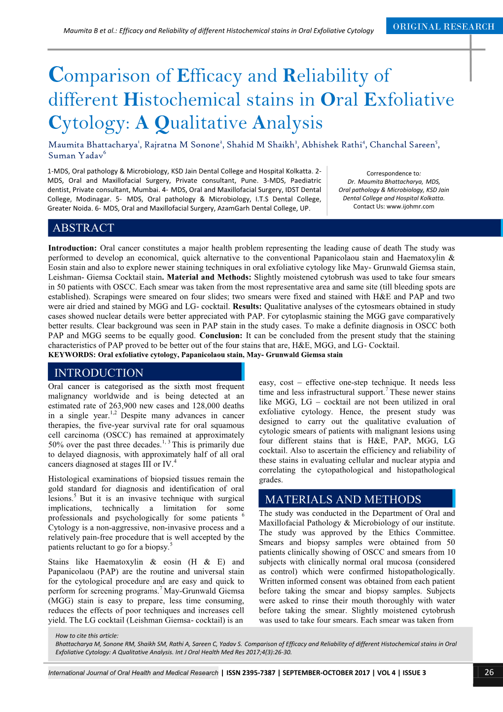 Comparison of Efficacy and Reliability of Different Histochemical Stains In