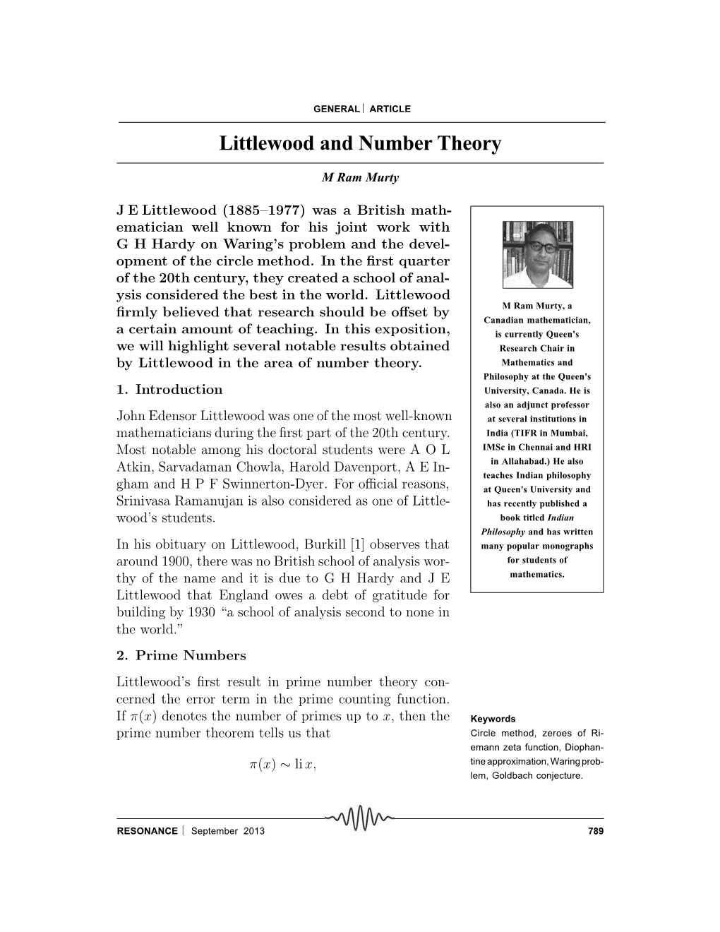 Littlewood and Number Theory