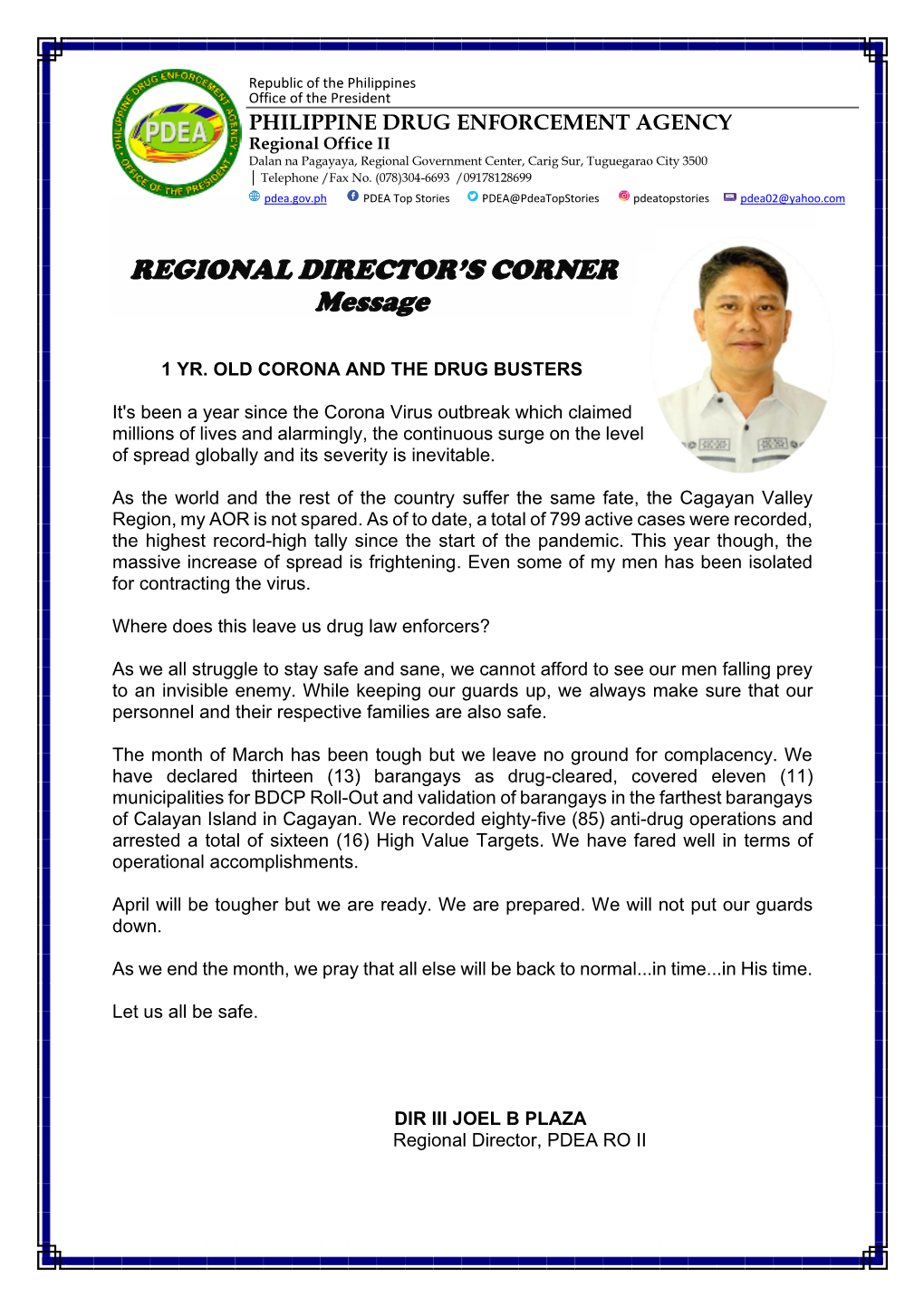 REGIONAL DIRECTOR's CORNER Message