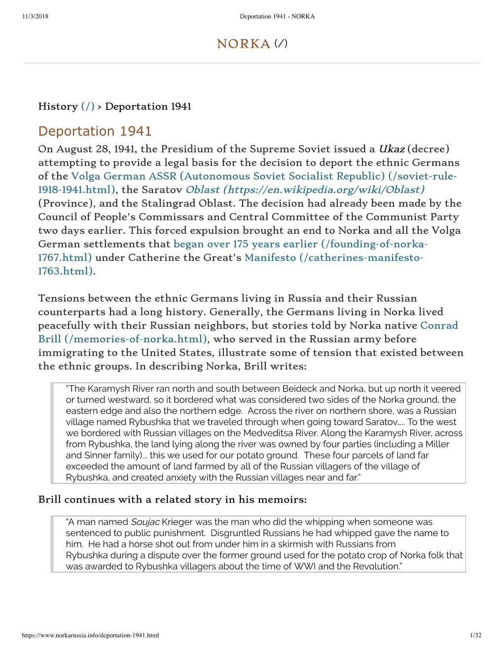 Deportation 1941 - NORKA