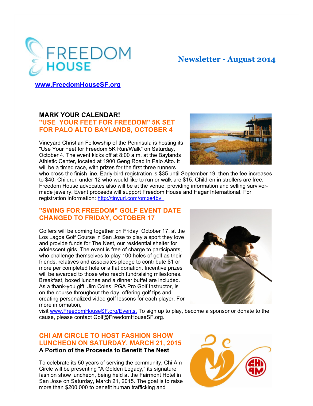 Newsletter August 2014