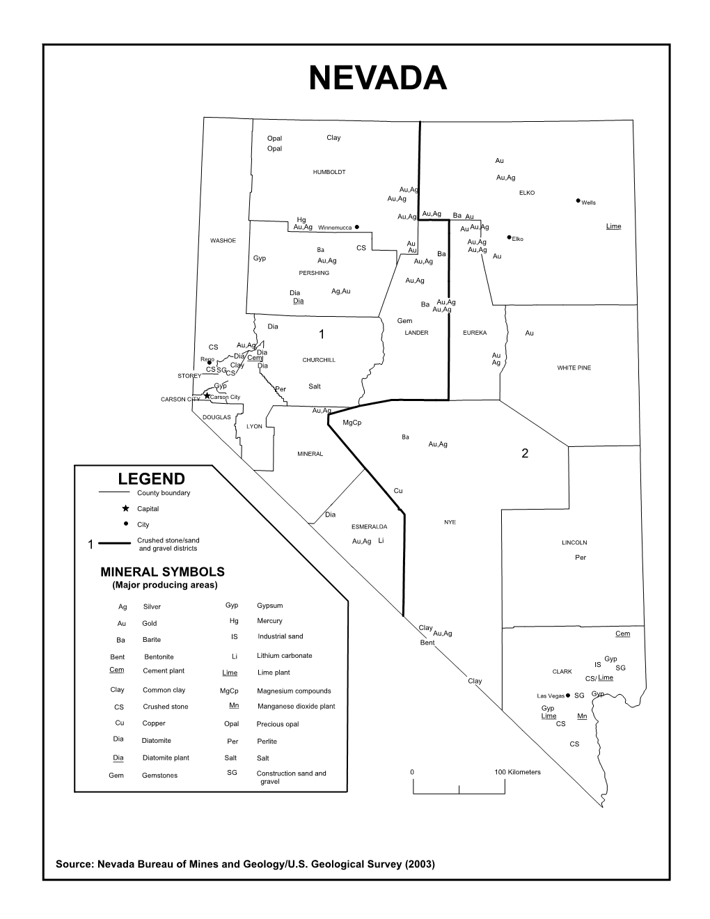 THE MINERAL INDUSTRY of NEVADA This Chapter Has Been Prepared Under a Memorandum of Understanding Between the U.S