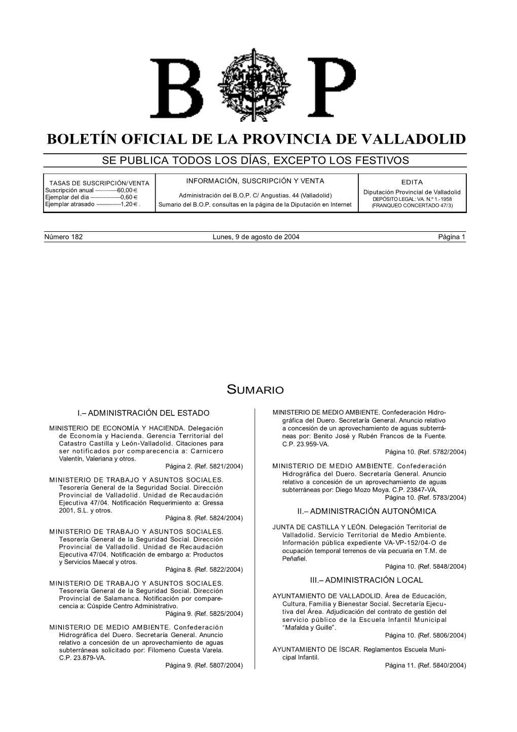 Boletín Oficial De La Provincia De Valladolid