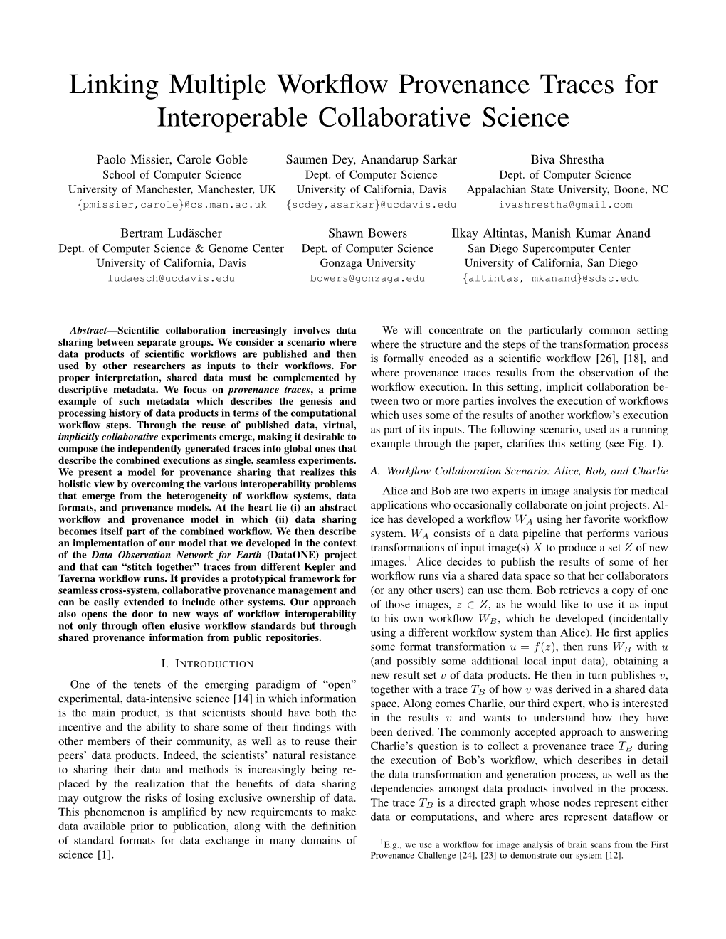 Linking Multiple Workflow Provenance Traces for Interoperable