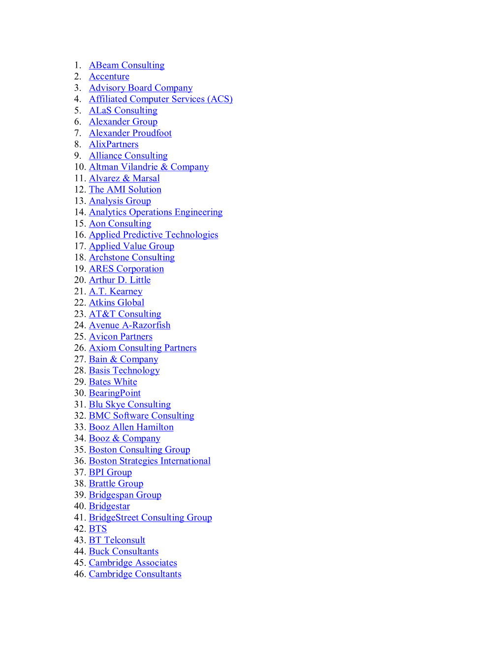 5. Alas Consulting 6. Alexander Group 7