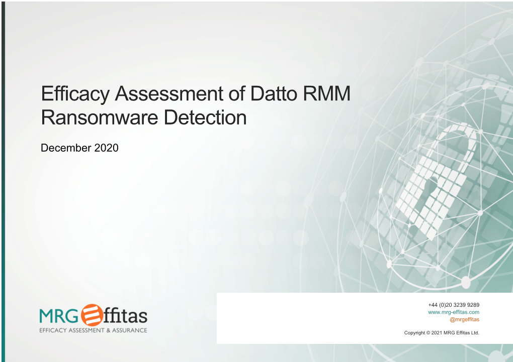 Efficacy Assessment of Datto RMM Ransomware Detection