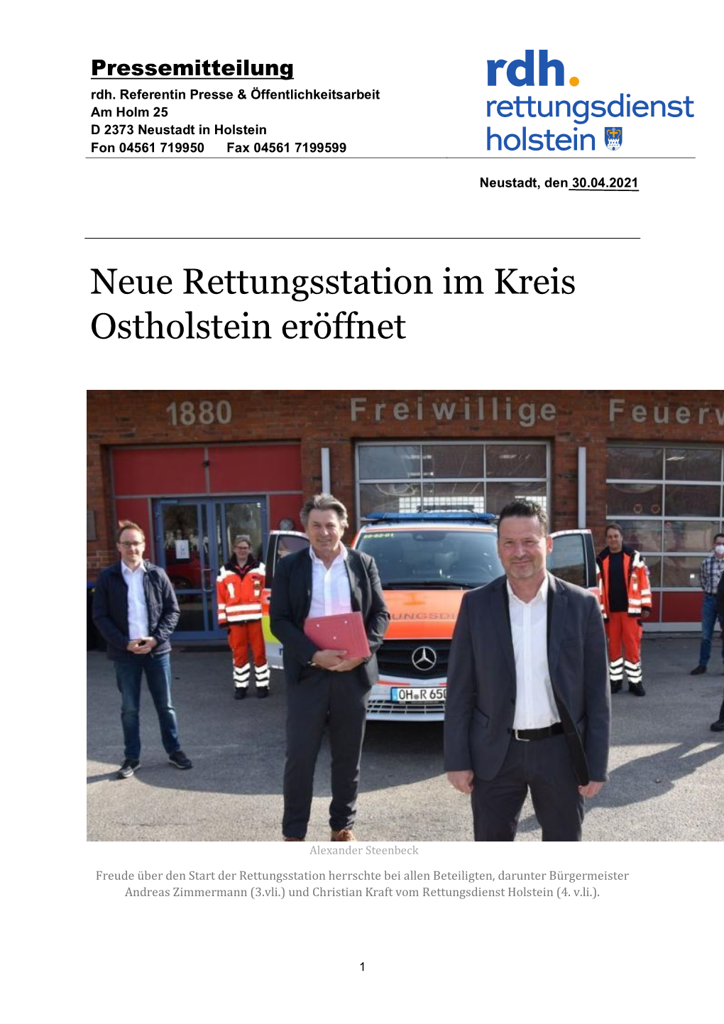 Neue Rettungsstation Im Kreis Ostholstein – 30. April 2021