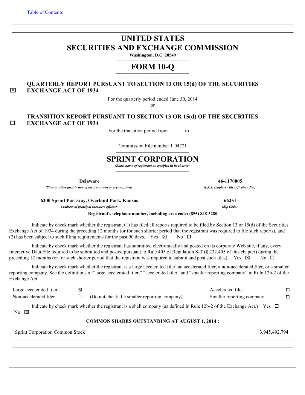 United States Securities and Exchange Commission Form