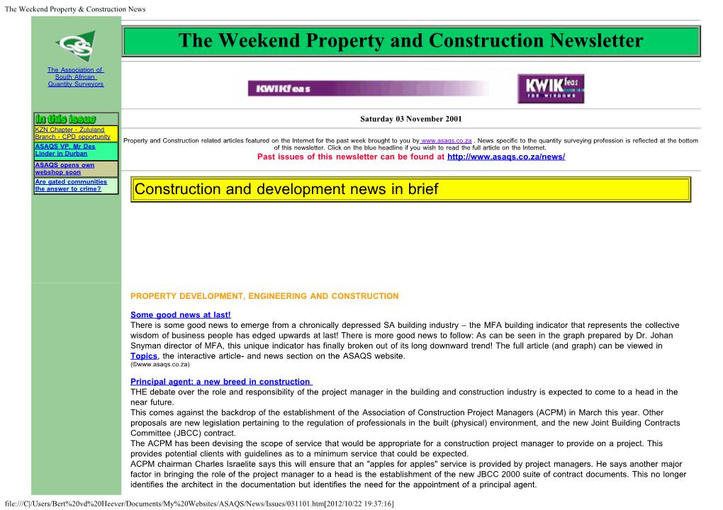 The Weekend Property & Construction News