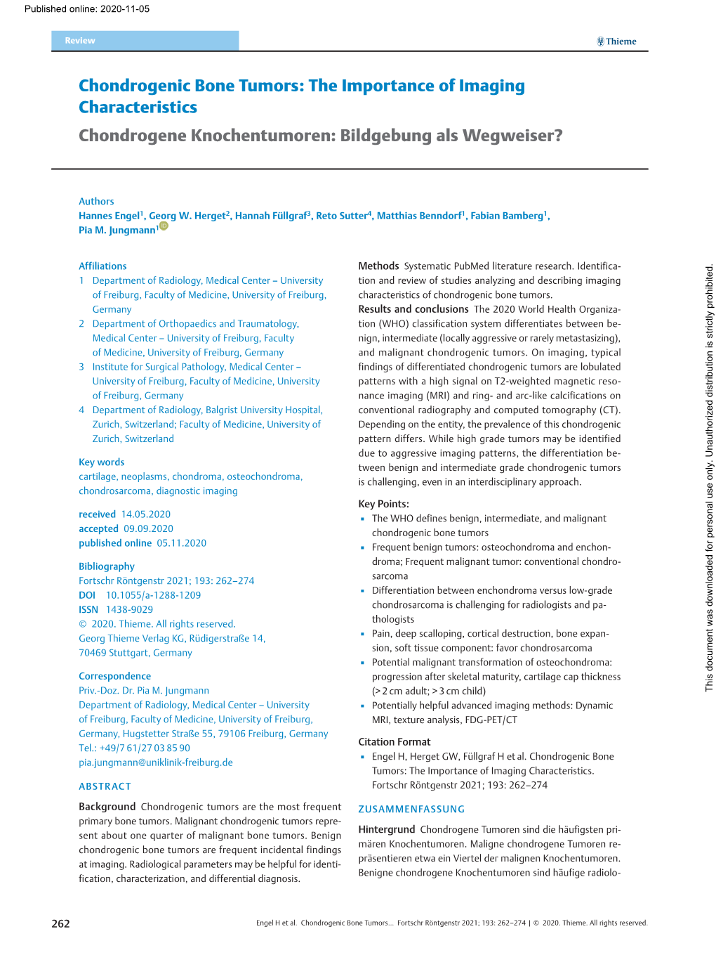 Chondrogenic Bone Tumors: the Importance of Imaging Characteristics Chondrogene Knochentumoren: Bildgebung Als Wegweiser?