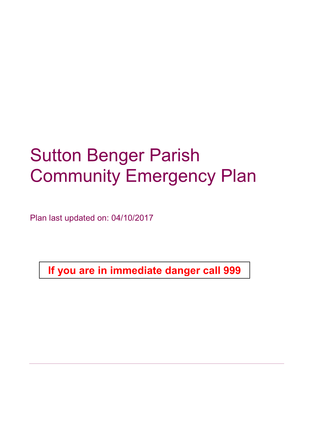 Community Emergency Plan
